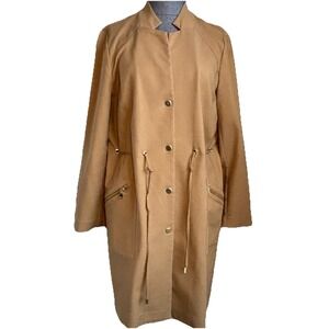 VTG Chico's Tan Snap Front Trench Coat Sz M (1) Lightweight Utility Jacket Boho